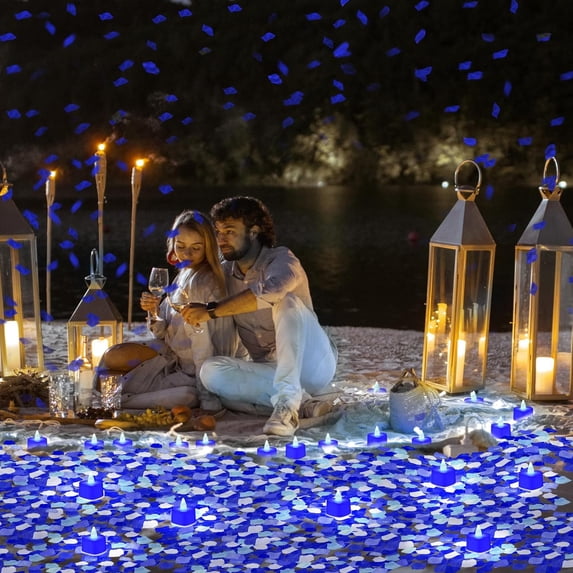 BDIUA-4000 Pcs Artificial Rose Petals with 24 Pcs LED Tea Lights ...