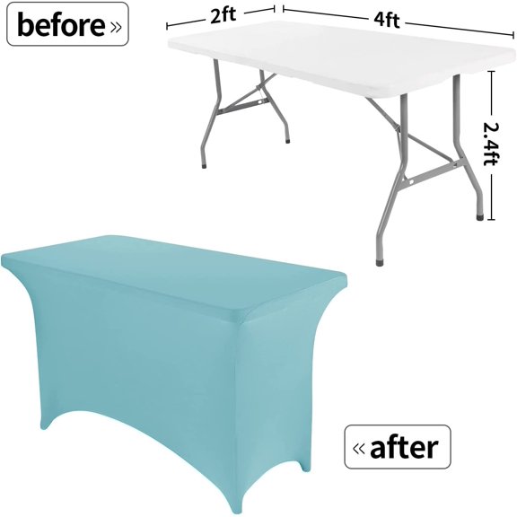 BDIUA-4FT Spandex Table Cover Rectangular Stretch Spandex Tablecloth (Aqua,4FT)