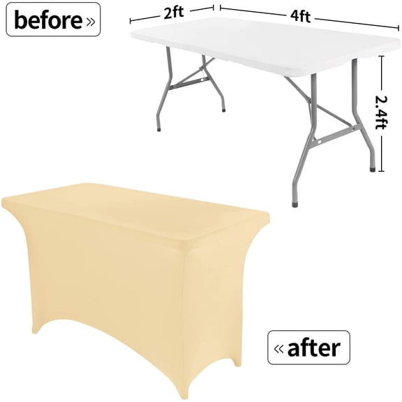 BDIUA-4FT Spandex Table Cover Rectangular Stretch Spandex Tablecloth (Champagne,4FT)