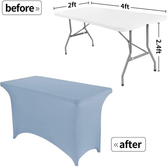 BDIUA-4FT Spandex Table Cover Rectangular Stretch Spandex Tablecloth (Dusty Blue,4FT)