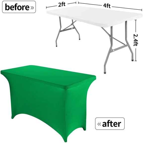 BDIUA-4FT Spandex Table Cover Rectangular Stretch Spandex Tablecloth (Emerald,4FT)