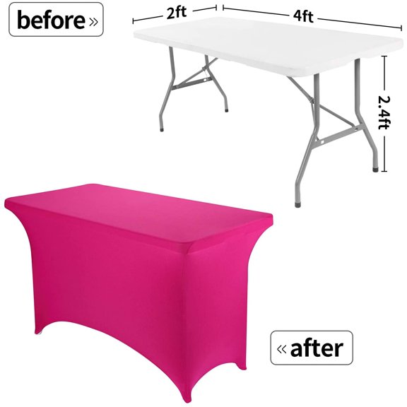 BDIUA-4FT Spandex Table Cover Rectangular Stretch Spandex Tablecloth (Fuchsia,4FT)