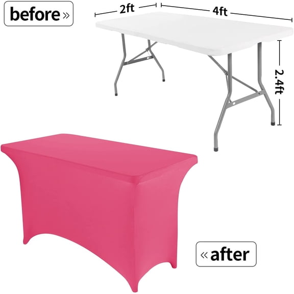 BDIUA-4FT Spandex Table Cover Rectangular Stretch Spandex Tablecloth (Hot Pink,4FT)