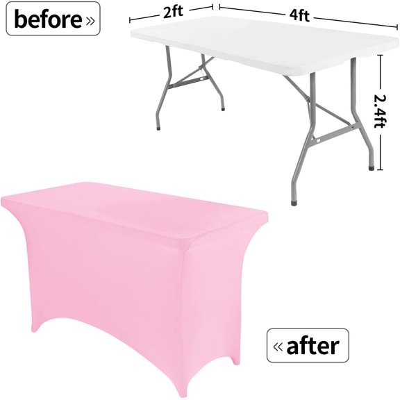 BDIUA-4FT Spandex Table Cover Rectangular Stretch Spandex Tablecloth (Pink,4FT)