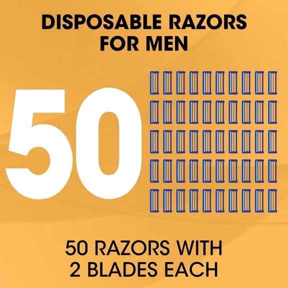 BDIUA-50 Pcs Disposable Razors With Lubricating Strip, 2 Blade Razors with Clear Safety Cap, Disposable Razors Bulk for Men Women, Multipurpose Portable Shave Razor for Bathing Hotel Travel, Blue