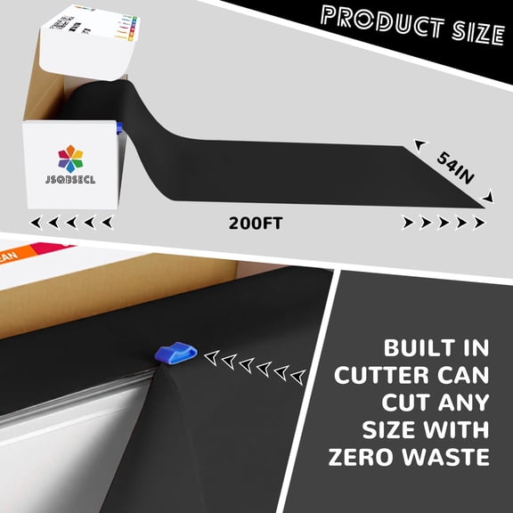 BDIUA-54 Inch X 200 Feet Plastic Table Cover Roll with Convenient Slide Cutter, Disposable Plastic Table Cloth Roll with Cut-to-Size Design for Weddings, Banquets, Parties (Black)