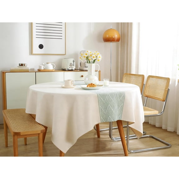 BDIUA-55"x55" Sage Green Geometric Tablecloth Waterproof Modern Boho | 55x55 Sage Green Tablecloth, Protective Square Table Cover, Soft Durable Fabric for Small Dining Table