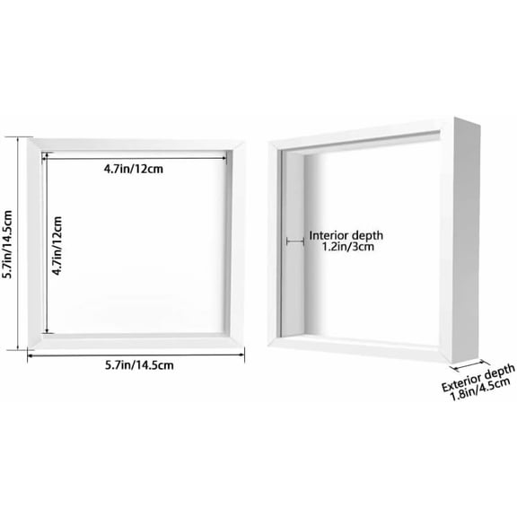 BDIUA-5x5 White Small Shadow Box Frame Display Case , Display Case Box for Memorabilia, Medal, Wedding Memories, Crafts, Tickets and Photos (2Pcs-White, 5x5)