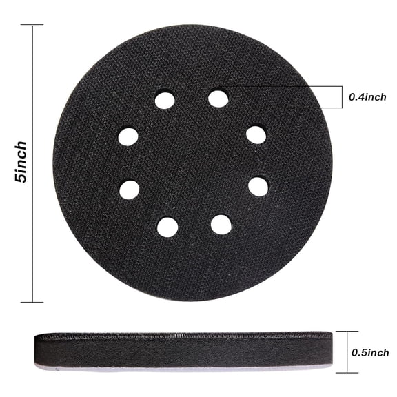 BDIUA-6 Pack 5 Inch 8 Hole Foam Sanding Pads, Soft Density Interface Pad, Hook and Loop Sponge Cushion Buffer Backing Pad Replacement for Orbital Sander
