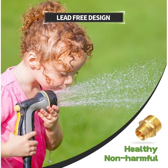 BDIUA-(6 Pack Lead-Free Brass Garden Hose Threaded 3/4" GHT to 1/2" NPT Fitting Connect, Green Thumb Quick Swivel Connector Adapter,Double Male Thread 3/4" GHT x 1/2" NPT