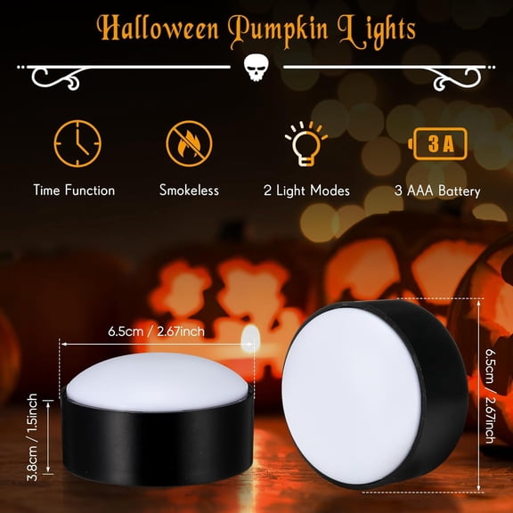 BDIUA-6 Pieces Halloween Remote Timer LED Lights with Remote Summer Halloween LED Pumpkin Lights Battery Operated Lantern Bright Flameless Candle(Black,Warm Light)