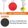 BDIUA-64 PCS 2 Inch Sanding Disc Pad,Hook and Loop Sanding Pads 500-600 ...