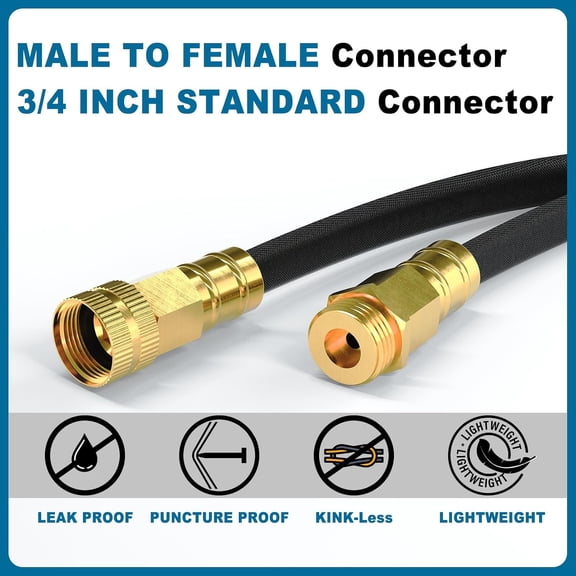 BDIUA-6ft Garden Hose, Nylon Braided Short Hose with Female to Male Fitting, Water Lead-in Hose Extension, Hose Extension Adapter for Hose Reel/RV, Durable, Flexible, Lightweight Black