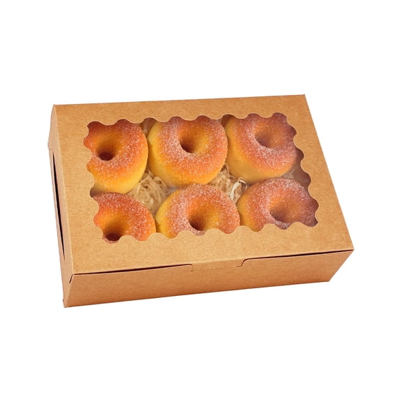 BDIUA-9x6x2.5 Inch Brown Cookie Box with Window 15Pcs Pastry Macaron Bakery Box For Packaging