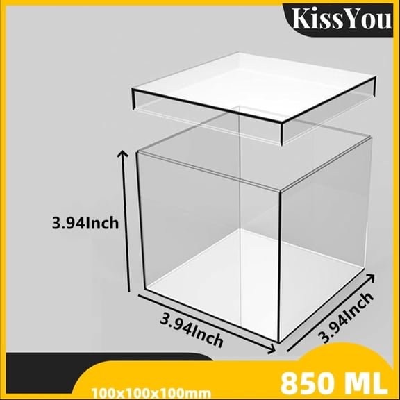 BDIUA-Acrylic Box Clear Display Case Plastic Square Cube Storage Contanier with Lid Wedding Party, Treats, Candies & Accessories