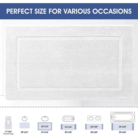BDIUA-Bathroom Rugs Off White 32"x20", Ultra Soft Thick Plush Fluffy Microfiber Absorbent Bath Mat, Non-Slip Backing, Machine Washable Bath Mats for Bathroom Floor, Tub and Shower, Ivory