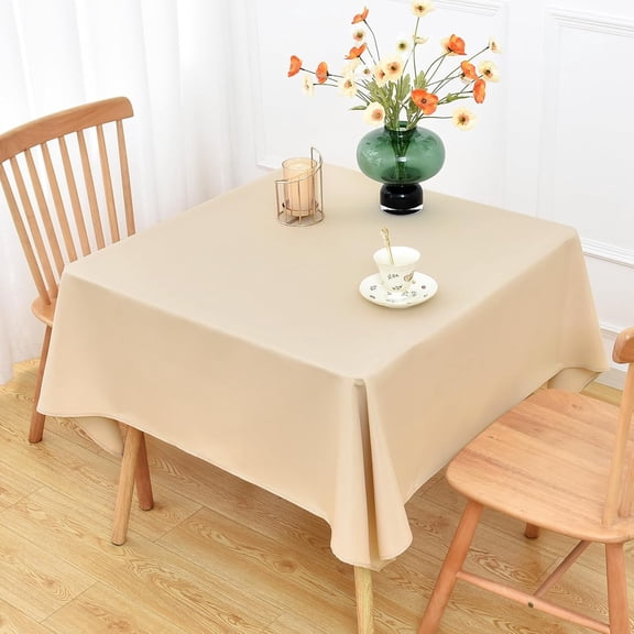 BDIUA-Beige Square Tablecloth 52x52 inch, Heavy Duty Polyester Fabric Table Cloth, Reusable Washable Solid Table Cover for Dining, Kitchen, Party, Wedding, Indoor Outdoor Tabletop Decoration