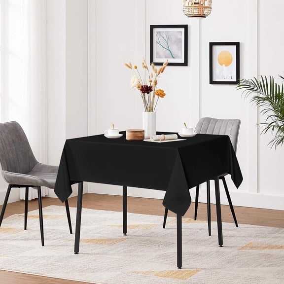 BDIUA-Black Square Tablecloths 85x85 Inch - Fabric Table Cloth for Square or Round Tables, Washable Polyester Table Cover for Outdoor Party, Birthday, Buffet, Resturant