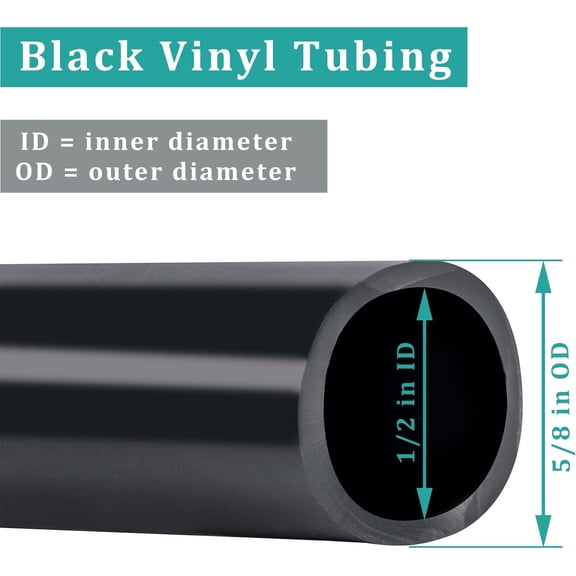 BDIUA-Black Vinyl Tubing 1/2 ID 5/8 OD - 10 Feet PVC Flexible Plastic Tube Hybrid Hose, Transfer Water Air Oil for Pond Fountain Garden, Non-toxic and BPA free