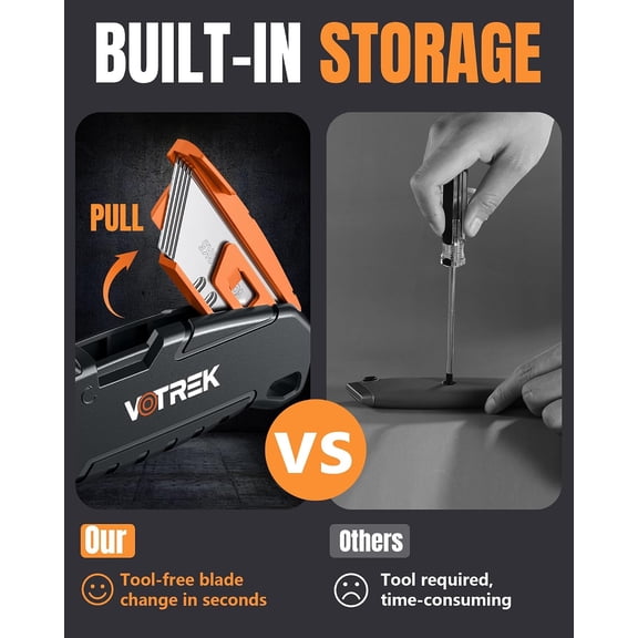 BDIUA- Box Cutter Retractable| Metal Utility KnifeBuilt-In StorageTool-Free Quick Blade Change| Extra 15 Sharp SK5 Blades| Heavy Duty Razor Knife for Cardboard & Plastic| PVC Pipe Cutter(Black)