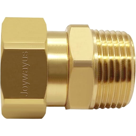 BDIUA-Brass 3/4" GHT Female x 3/4" NPT Male Garden Hose Swivel Connector 360 Degree Swivel No Kinking Adapter
