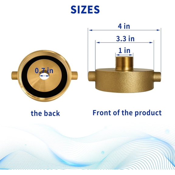BDIUA-Brass Fire Hydrant Hose Adapter 2-1/2" NST(NH) Female x 3/4" GHT Male for Fire Hose or Pipes with Pin Lug Garden Hose Adapter