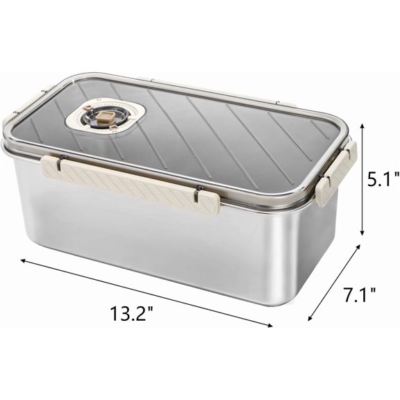 BDIUA-Bread Box for Kitchen Counter, Time Recording Bread Storage Container with Airtight Lid, Large Capacity Stainless Steel Fresh Keeping Box for Bagel Loaf Snack, Vegetable Fruit Fridge Organizer