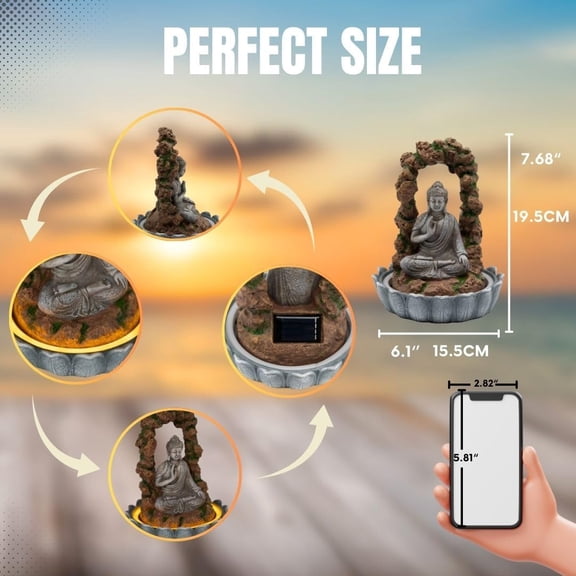BDIUA-Buddha Outdoor Figurine Decor Lights, Artful Statues Figurine Solar Light, Gifts for Mom, Patio Balcony Terrace & Lawn Decor, Waterproof Decorative Year-Round Delight
