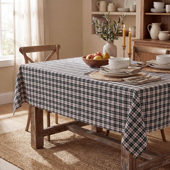 BDIUA-Buffalo Plaid Tablecloth 55104 Inch Rectangular, Black Buffalo Checkered Table Cloth, Washable Farmhouse Table Decor for Dinner/Party Decoration/Holiday