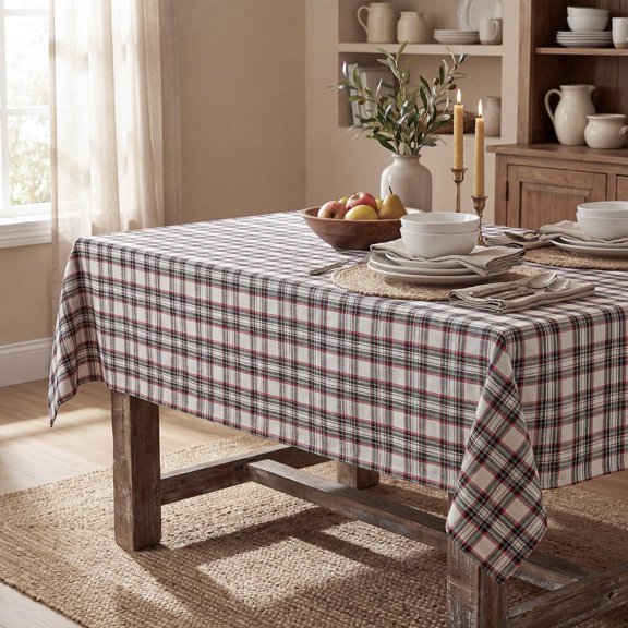 BDIUA-Buffalo Plaid Tablecloth 55104 Inch Rectangular, White Buffalo Checkered Table Cloth, Washable Farmhouse Table Decor for Dinner/Party Decoration/Holiday