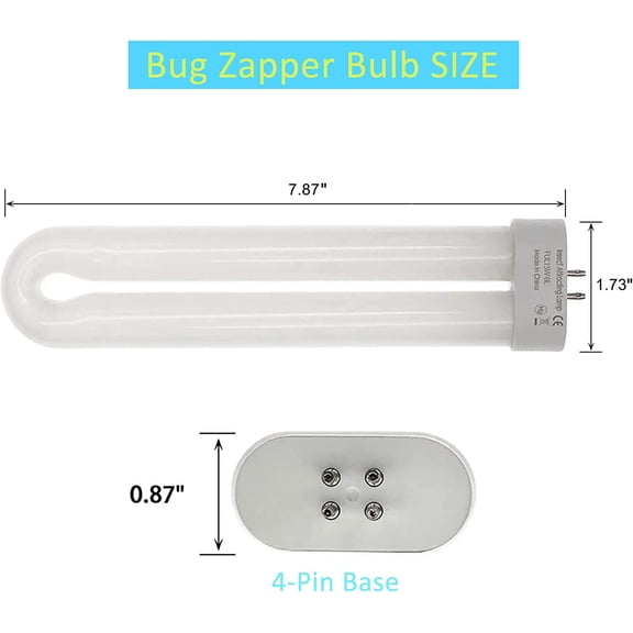 BDIUA-Bug Zapper Replacement Bulb for Indoor Outdoor, U-Shaped Twin Tube Bulb, 15Watt Replacent Bug Zapper Light Bulb with 4-Pin Base, Insect Attracting Lamp