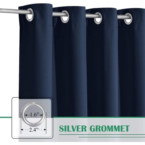 BDIUA-Cabana Curtains Outdoor Waterproof - Outdoor Blackout Curtains for Patio Grommet Thermal Insulated Curtain Drapes for Porch/Pergolas/Lanai, W70 x L84, Navy Blue, 1 Panel