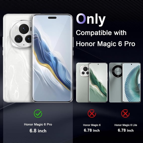 BDIUA-Case for Honor Magic 6 Pro 5G, Military Grade Drop Protection Phone Case, Yellowing Resistant, Anti-Scratch Hard PC Back, Shockproof Hard Ultra-Thin Protective Cover, Clear