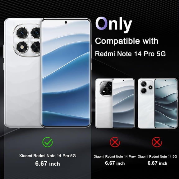 BDIUA-Case for Xiaomi Redmi Note 14 Pro 5G, Military Grade Drop Protection Clear Phone Case, Yellowing Resistant, Anti-Scratch Hard PC Back, Shockproof Hard Ultra-Thin Protective Cover, Transparent