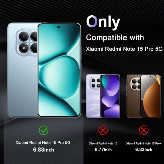 BDIUA-Case for Xiaomi Redmi Note 15 Pro 5G, Military Grade Drop Protection Phone Case, Yellowing Resistant, Anti-Scratch Hard PC Back, Shockproof Hard Ultra-Thin Protective Cover, Clear