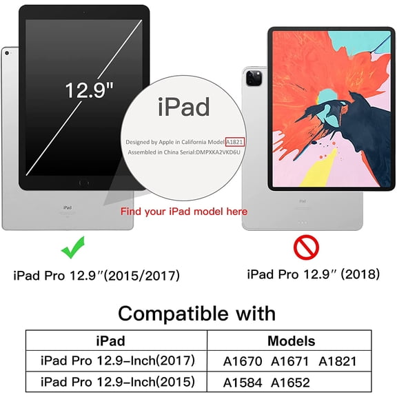 BDIUA-Case for iPad Pro 12.9 Inch (2015/2017 Model, 1st/2nd Generation) with Pencil Holder, Slim Tablet Cover with Soft TPU Back, Auto Wake/Sleep (Red)
