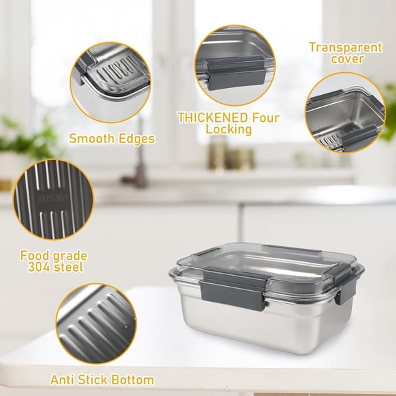 BDIUA-Cheese Container for Refrigerator,Cheese Stainless Steel Container with Lids,Deli Meat Saver,Shredded Cheeses Storage Containers for Fridge,Stackable Kitchen Keeper,Sliced Cheddar Holder