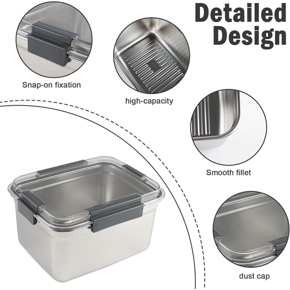 BDIUA-Cheese Container for Refrigerator,Stainless Steel Cheese Container with Lids,Deli Meat Saver,Kitchen Storage Keeper,Fridge Organizer Stackable Sliced Grated,Shredded,Cheddar Cheeses Holder Box
