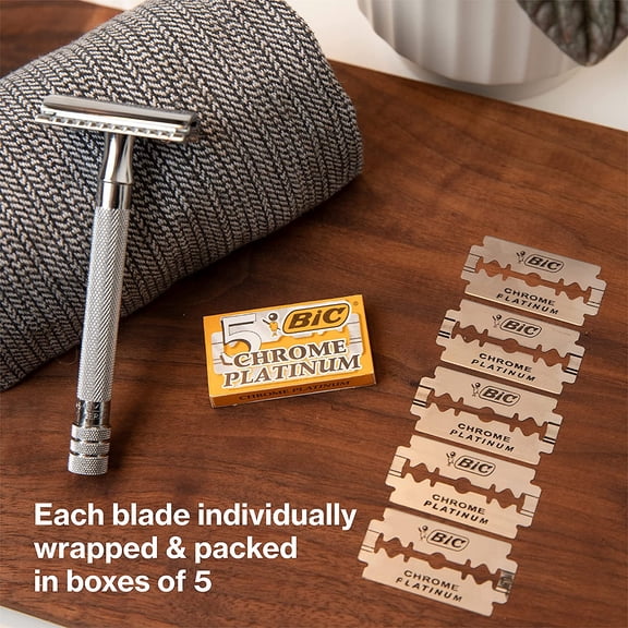 BDIUA-Chrome Platinum Double Edge Safety Razor Disposable Single Blades (100 Pack)