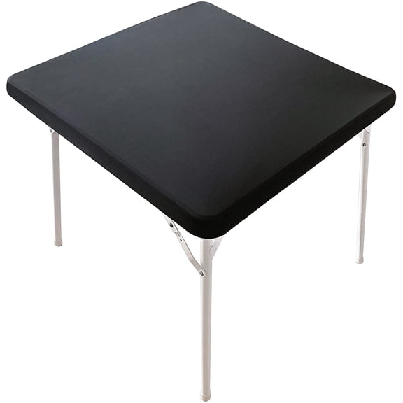 BDIUA-Cocktail Fitted Spandex Stretch Small Square Table Covers Elastic Tablecloth for Side Accent Table End Table 24x24 Inch, Black