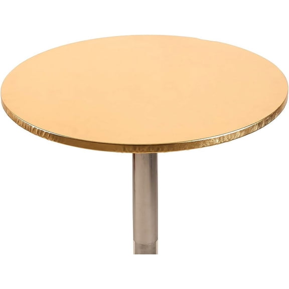 BDIUA-Cocktail Spandex Round Table Topper Cap Fitted Stretchable Tablecloth Cover with Metallic Glitter 24 Inch C-Gold