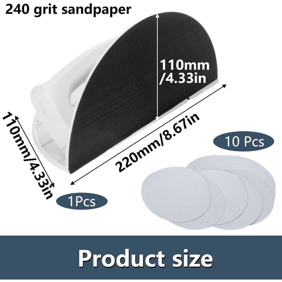BDIUA-Corner Drywall Sander, Right Angle Semi-Circular Angle Sanding Tool+10Pcs Sandpaper, Corner Sanding Tool, Hand Sander, Corners Sanders, Round Sandpaper Assortment for Corners and Walls