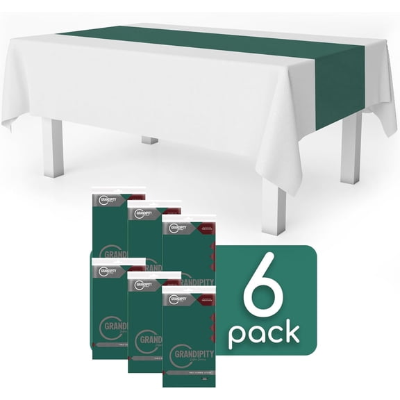 BDIUA-Dark Green 6 Pack Premium Disposable Plastic Table Runner 14 x 108 Inch. Table Runner for Dinner Parties & Events by