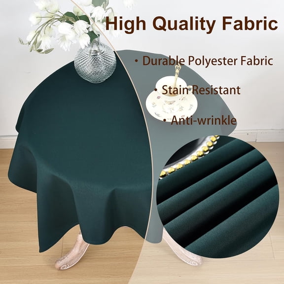 BDIUA-Dark Green Square Small Tablecloth, 36 x 36 Inch, Stain and Wrinkle Resistant Machine Washable Polyester Table Cloth, Fabric Nightstand End Table Cover
