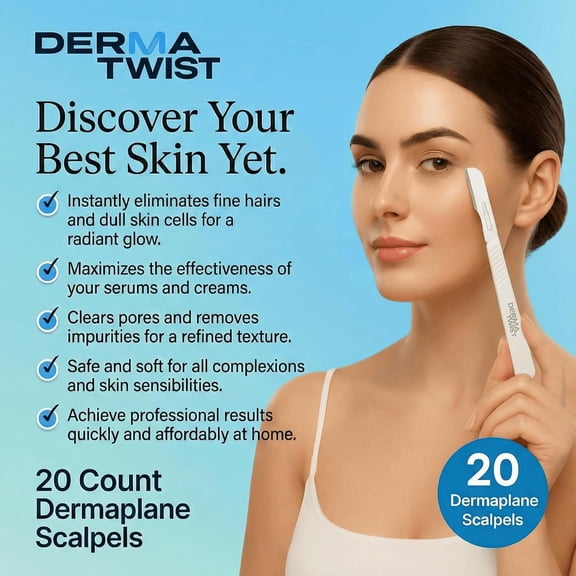 BDIUA-DermaTwist 14R Dermaplane Razor for Women Face 20-Pack Sterile Disposable Dermaplane Scalpels Facial Razors for Women Face Dermaplaning Professional Face Shaver