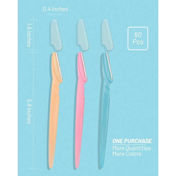 BDIUA-Dermaplane Razor, 60 Pcs Face Razors for Women and Men, Multipurpose Eyebrow Razor, Dermaplaning Tool for Face by , Multi-Color (60 Pcs Box)