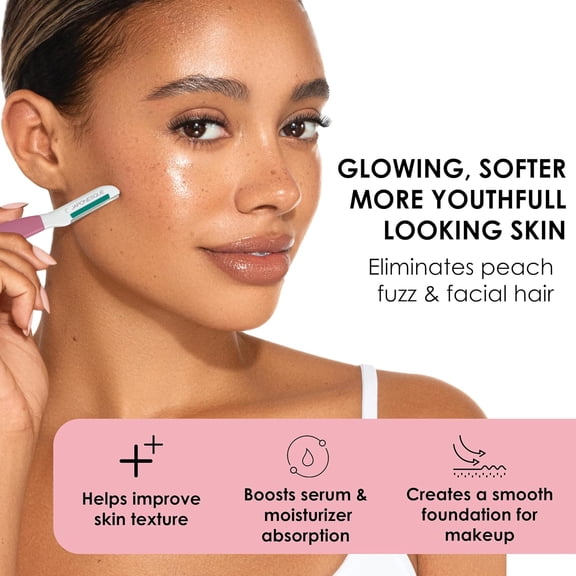 BDIUA-Dermaplaner with Soothing Aloe Comfort Strip - Skin Tool with Ultra Precision Blade for Facial Hair Removal and Exfoliation, 3pk.