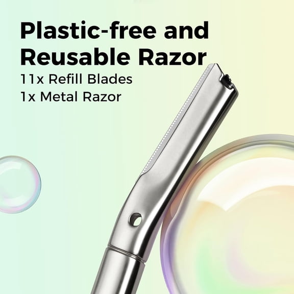 BDIUA-Dermaplaning Tool, Dermaplaning Razor for Women & Men, Reusable Eyebrow Razor with 11 Refill Blades, Facial Razor Removes Peach Fuzz, Exfoliates Skin (Matte Silver)