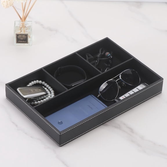 BDIUA-Desktop Glove Box, Nightstand or Dresser Organizer, Valet Tray, Entry Table Organizer, Dresser Storage Box,PU Leather Drawer Storage Decorative Trays.