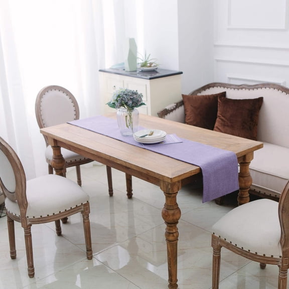 BDIUA-Dining Table Runner 12 x 48 inches Kitchen Room Dinner Wedding Birthday Party Burlap Rustic Table Runner, Lilac